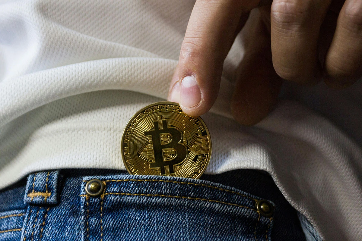 Bitcoin on jeans pocket